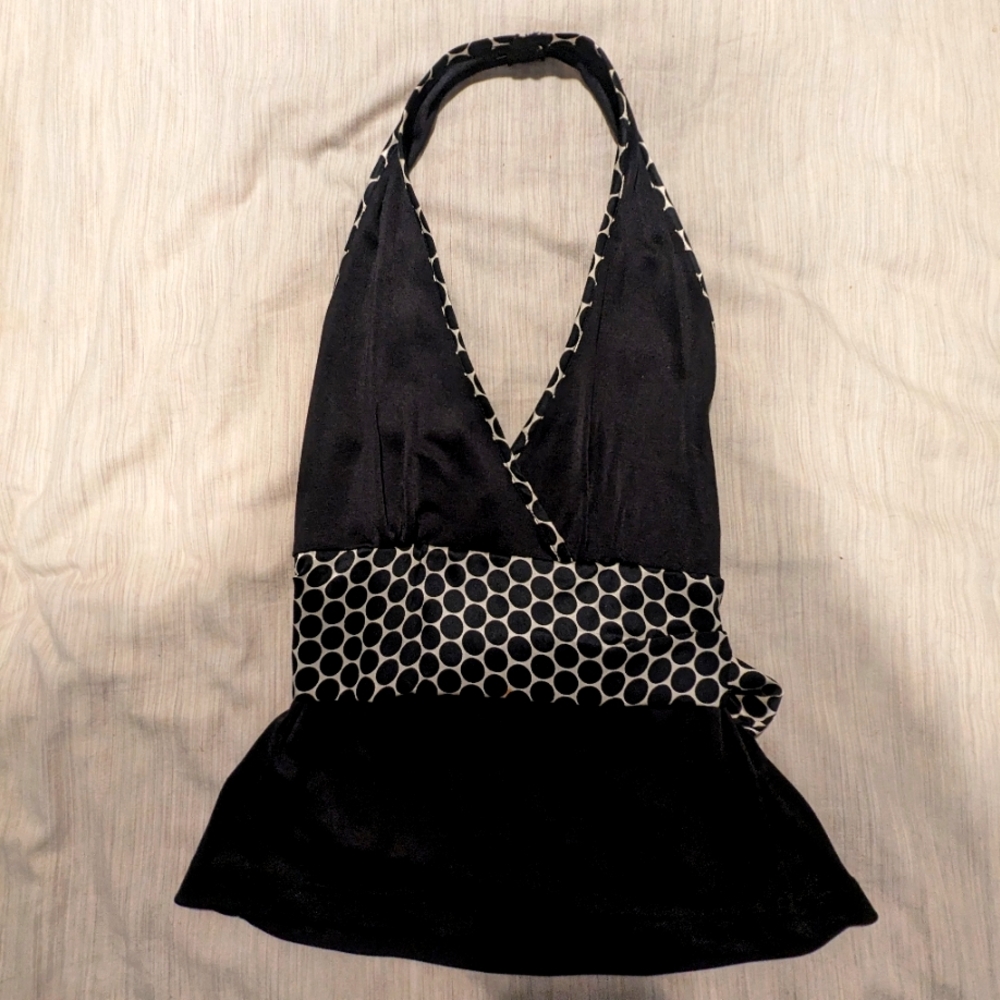 Black & white V neck, halter tank